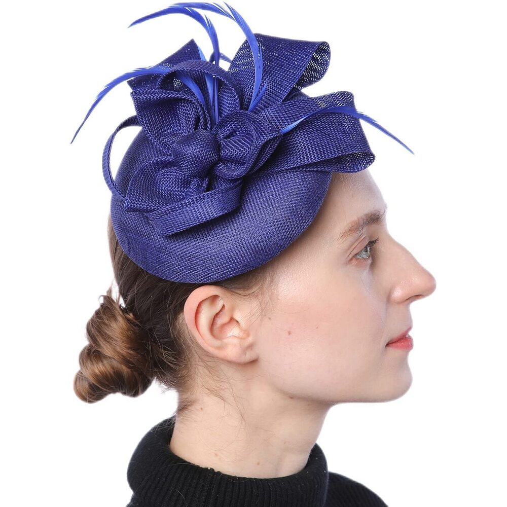 6994 Fascinators Pillbox Hat Sinamay Feather Flower Derby Ball Wedding